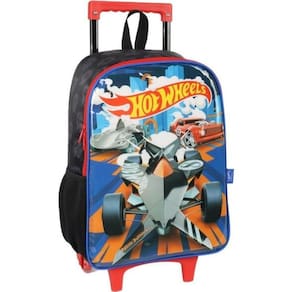 Mochila Infantil com Rodinha Hot Wheels G Preta LUXCEL