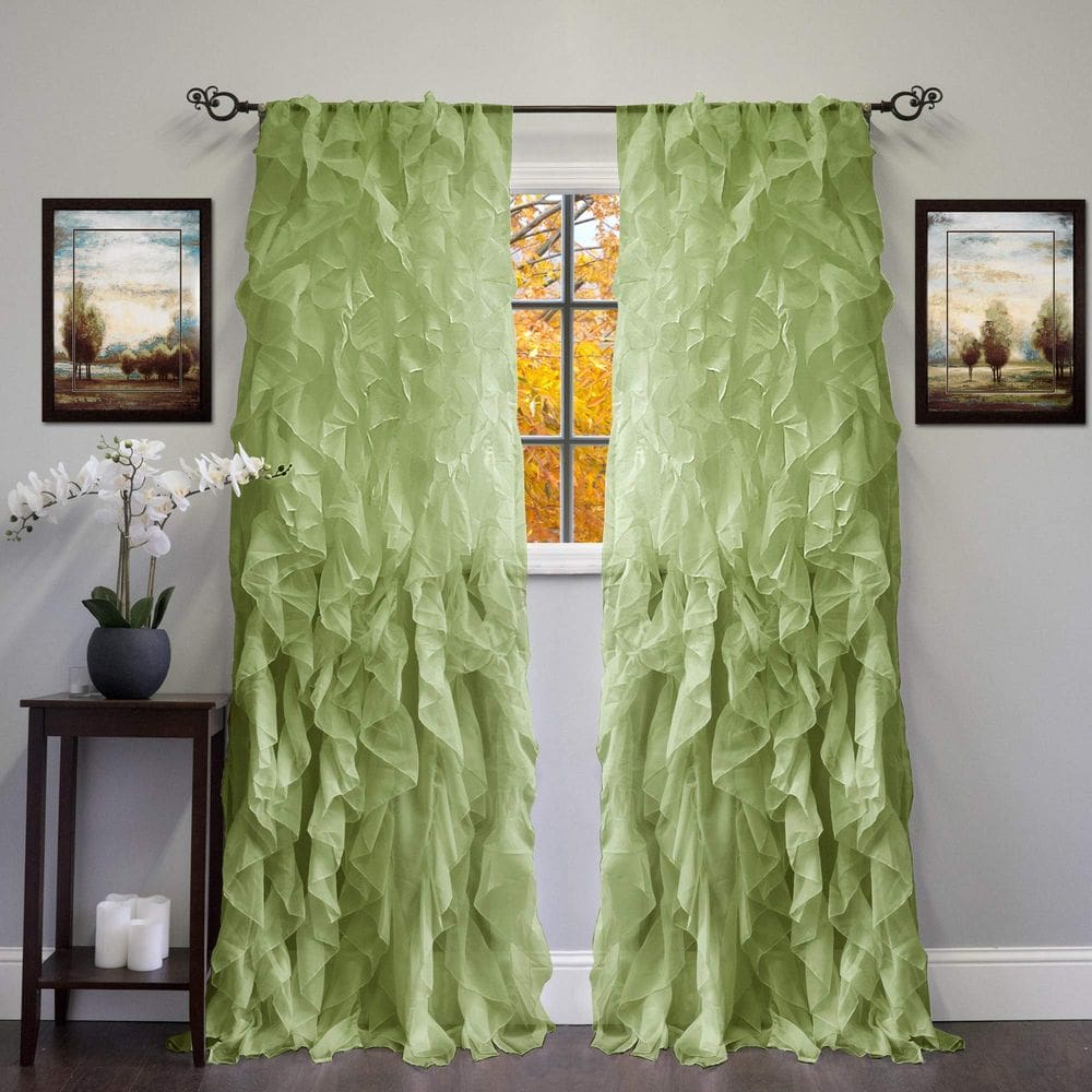 Cortinas Sweet Home Collection Sheer Voile Ruffled Waterfall