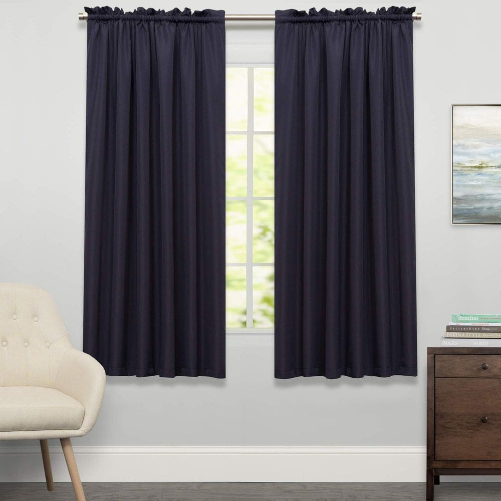 Cortinas de janela Sweet Home Collection Ribcord Navy
