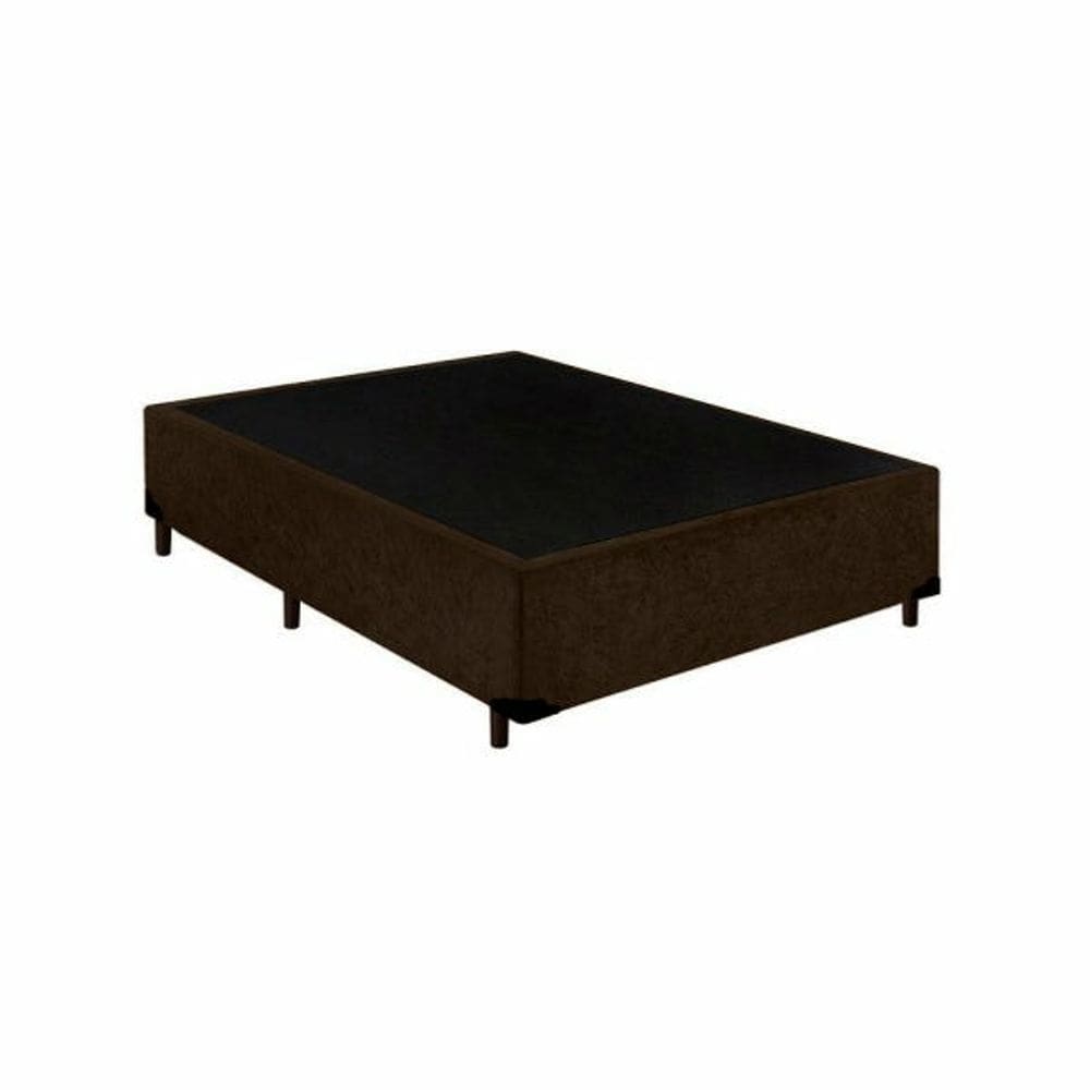 Base Cama Box Casal Suede Marrom 138X188X40
