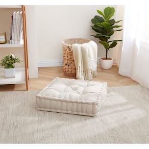 Almofada de chão Sweet Home Collection Large Square Ivory, pacote com 2