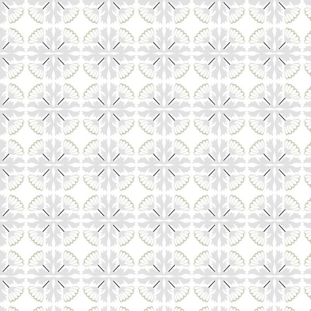 Papel Parede Azulejo Flor Cinza Cozinha Banheiro E Lavatório