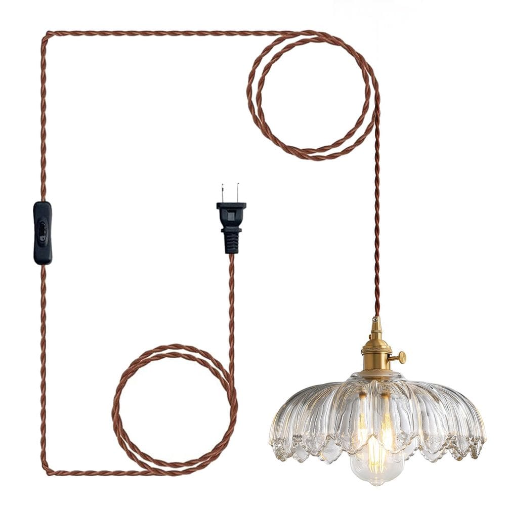 Luz pendente XZHGCEE Plug in Glass E26 No Bulb Kitchen