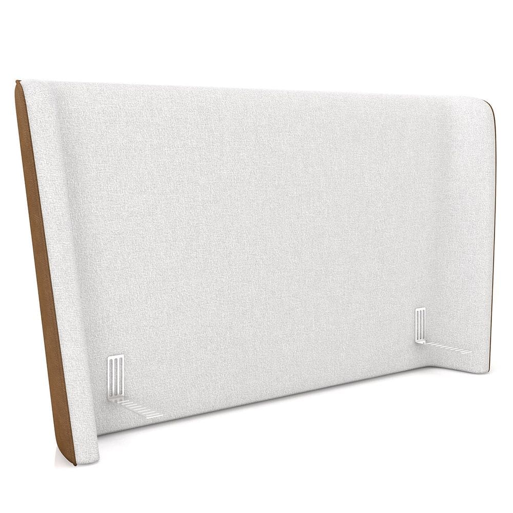 Cabeceira Cama Box Queen 160cm Nicea P02 Bouclê Off/Caramelo - Mpozenato