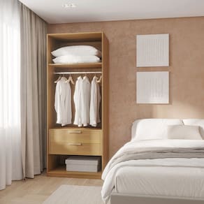 Guarda-roupa Modular 80cm sem Portas com Gaveteiro Jade Cabecasa Madeiramadeira Avelã