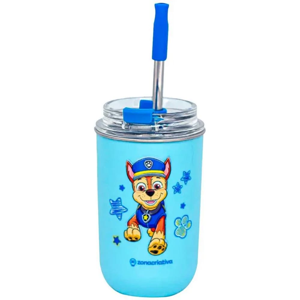 Copo Neo Com Canudo 300ml Chase Patrulha Canina 10073318