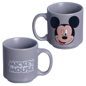 Mini Caneca Mickey Mouse Empilhável Porcelana Cinza 100ML Oficial Disney