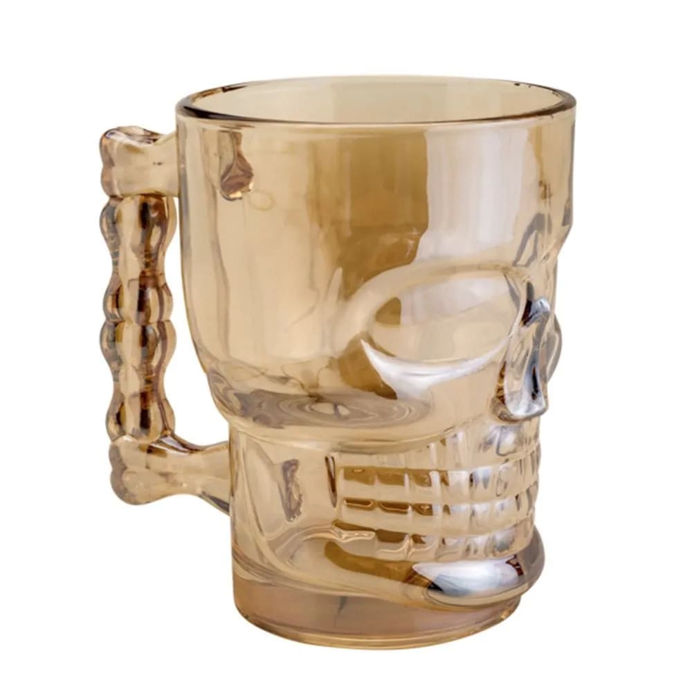 Caneca P/ Chopp Cerveja Caveira Rock Style Ambar 510ml Lyor