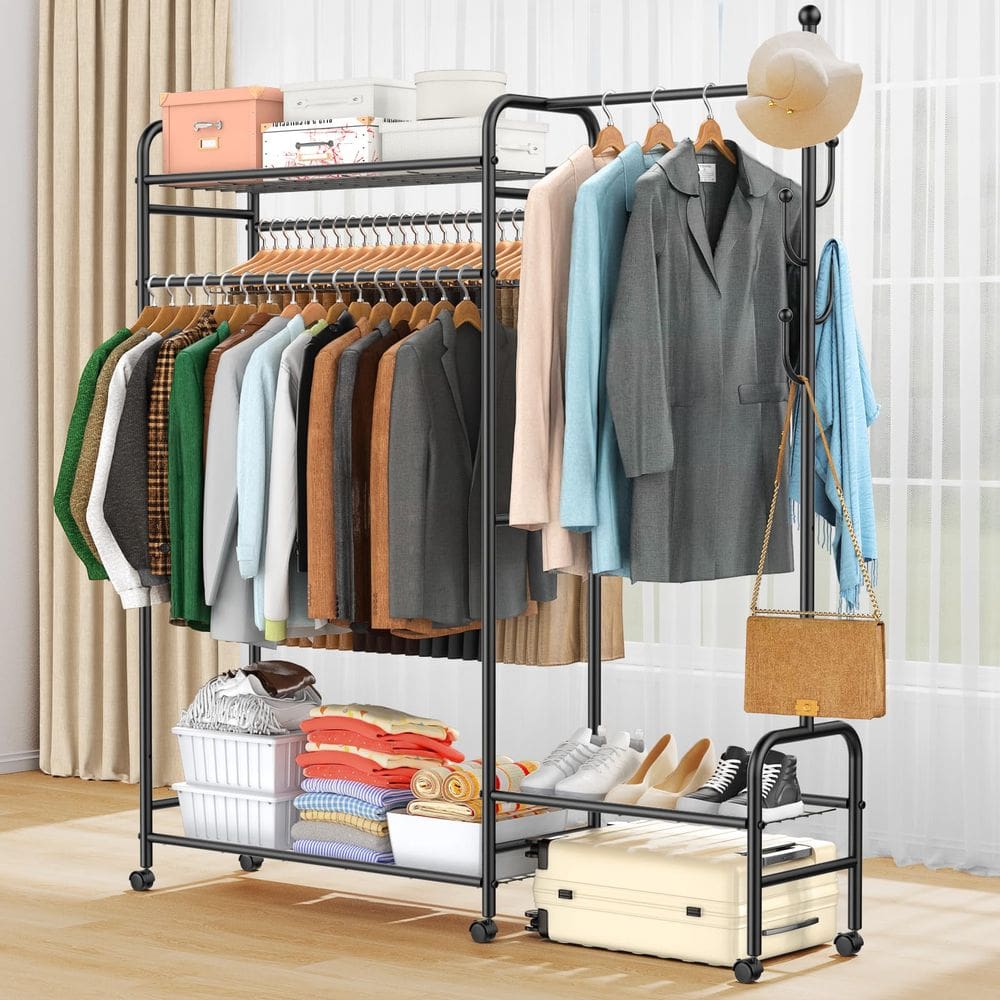 Prateleiras de roupas FYBEE 3 em 1 com cabide de 620 libras de capacidade de carga