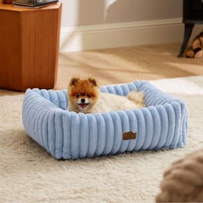 Cama para cães Bedsure, lavável, ortopédica, velo, azul