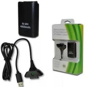 Kit Cabo Carregador Com Bateria Controle Xbox 360 7600Mah