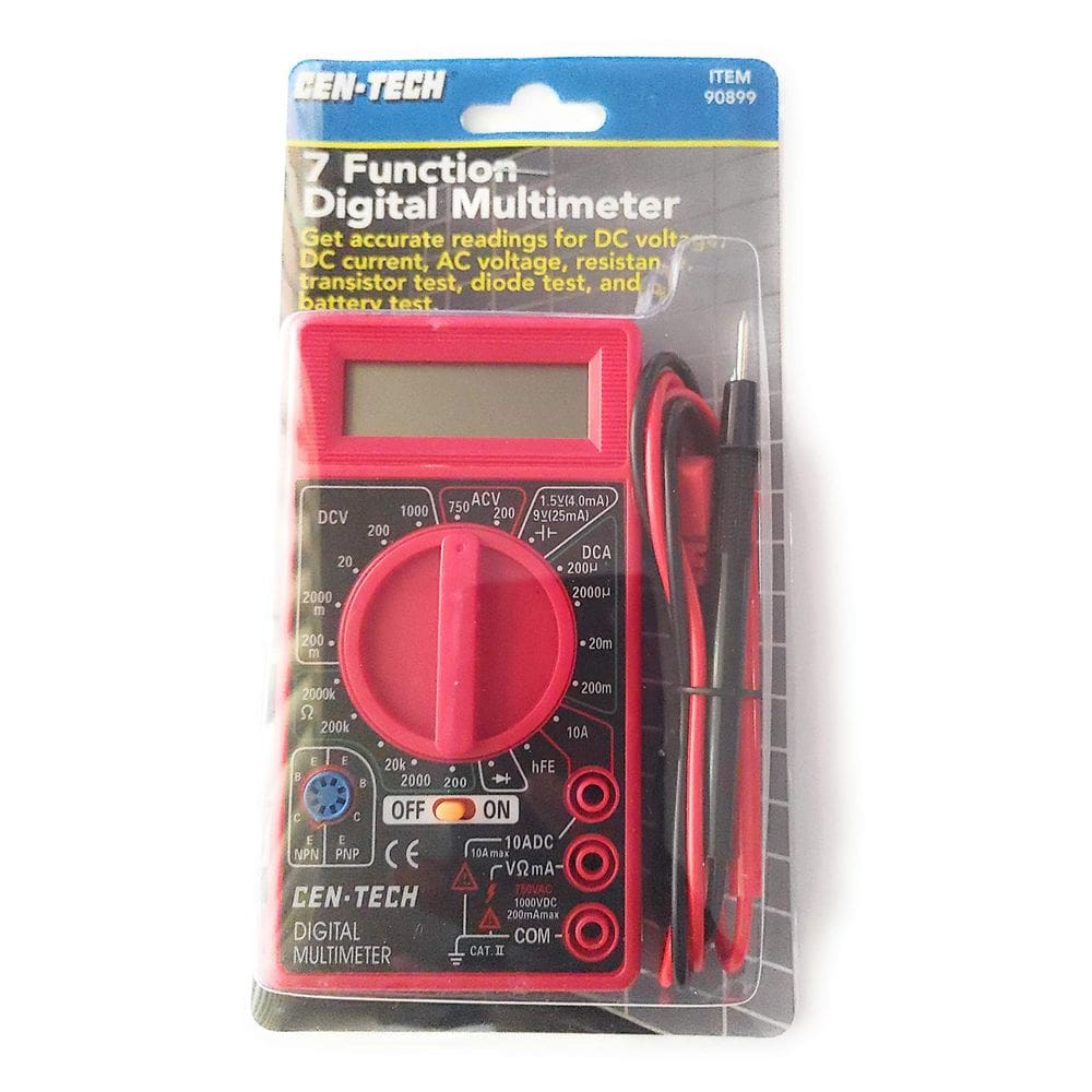 Multímetro Cen-Tech Digital Amp Ohm Voltímetro AC/DC Vermelho