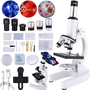 Microscópio composto Herwicm 40X-2000X para crianças com kit de slides