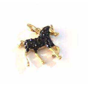 Pingente Cavalo Country Preto Folheado Ouro 18k