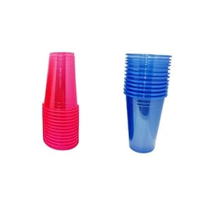 Copo Descartável 300Ml Neon Azul + Rosa 100 Unidades