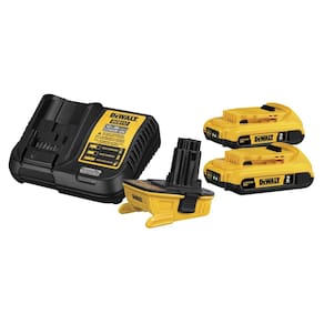 Kit de adaptador de bateria DEWALT 18V a 20V com 2 baterias e carregador