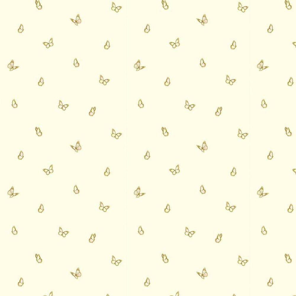 Papel De Parede Borboletas Fundo Amarelo Decorativo Adesivo