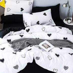 Jogo De Cama Love Black Love Solteiro 6 Peças Com Edredom