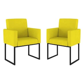Kit 02 Cadeiras Poltrona Decorativa Sala Quarto Base Preto