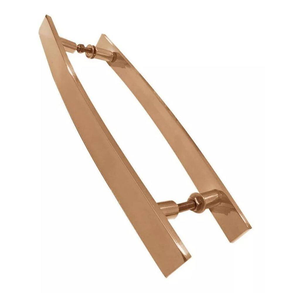 Puxador Para Portas Madeira Vidro Alumínio Curvo Rose 40Cm