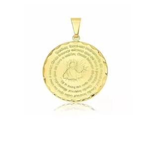 Pingente Oração São Francisco Religioso Folheado Ouro 18k