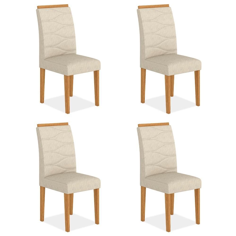 Kit 4 Cadeiras Estofadas Vitória Cinamomo/bege - Móveis Arapongas