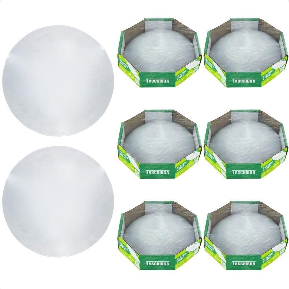 Kit 8 Plafon Taschibra Jurerê 30cm Redondo Branco E27 Bivolt