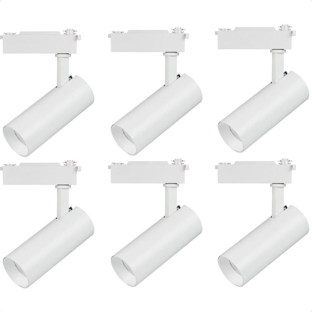 Kit 6 Spot Led Mr16 Para Trilho Eletrificado Branco 110/220v 6500k Frio