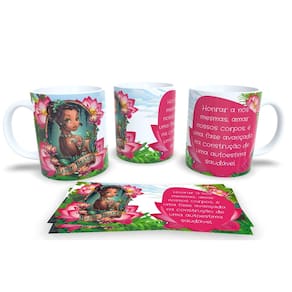 Caneca de Porcelana Branca Personalizada Princesas Empoderadas