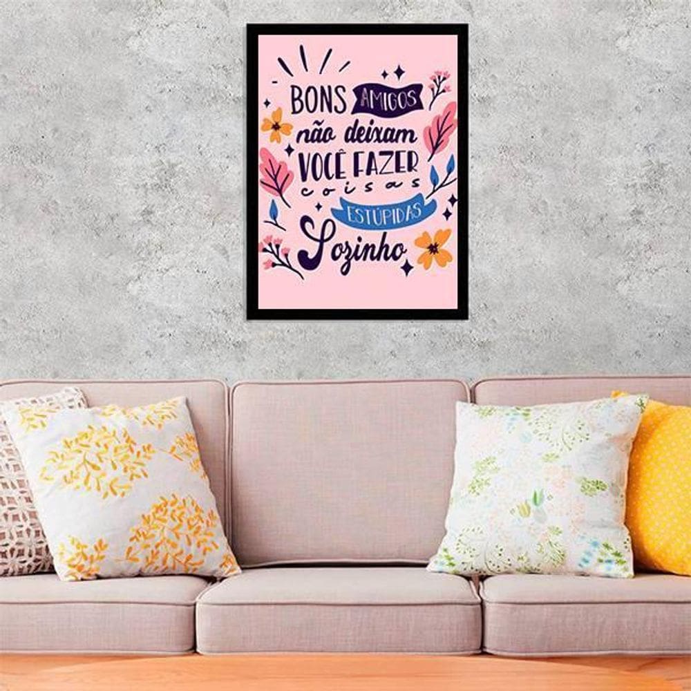 Quadro Amigos E Coisas Estúpidas 24X18Cm - Com Vidro