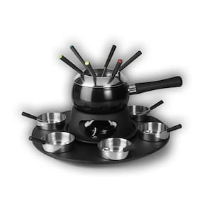 Panela Fondue Aço Inox 22 Peças | Preto | 31,5 x 16 x 8 cm