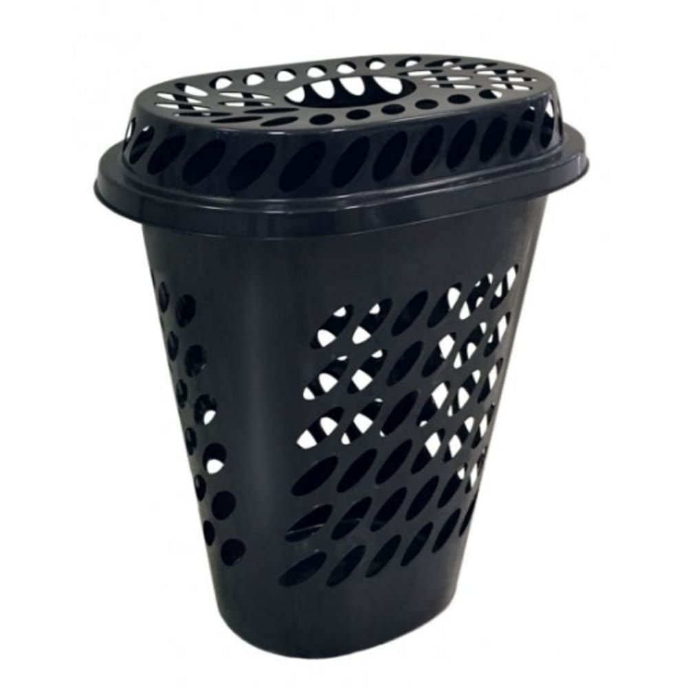 Cesto Oval Elegance com Tampa Preto 60 Litros Arqplast