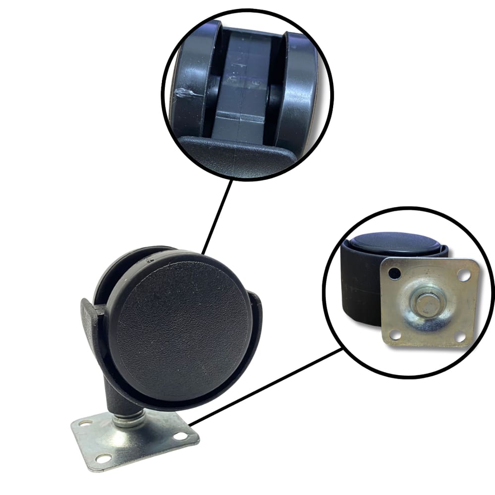 Kit C/ 4 Un Rodízio Plástico Rodinha Giratório Placa Base Aço Roda 25mm 1&quot; Altura 45mm