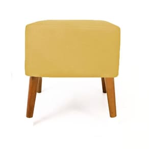 Puf Puff Suede Amarelo Quadrado Marrocos Pés Palito