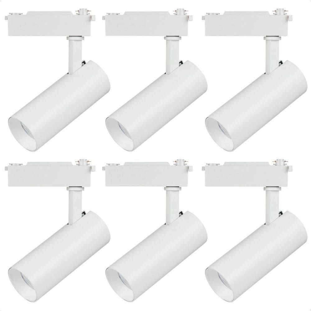 Kit 6 Spot Longo Led Mr16 Para Trilho Eletrificado Branco 6500k Frio