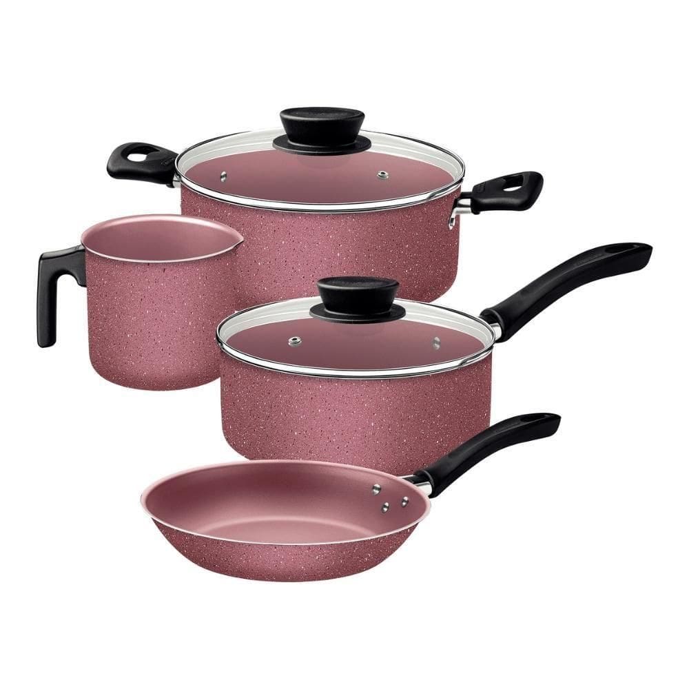 Jogo De Panelas 4 Peças Linz Cores Antiaderente Tramontina Rosa