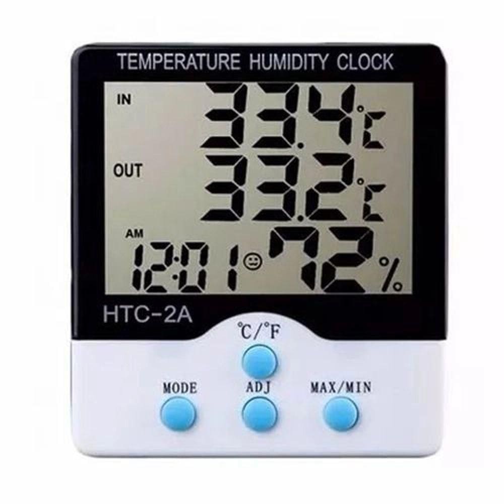 Termo Higrômetro Digital Com Relógio E Sonda Externa