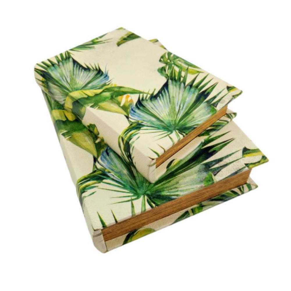 Caixa Livro Decorativa Tropical 27/20Cm Decoração Kit 2 pç