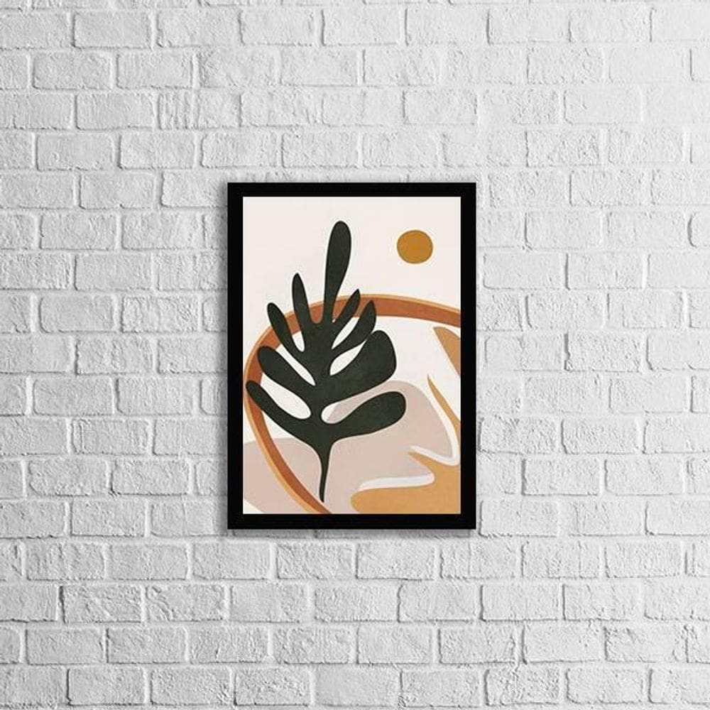 Quadro Folhagem Abstrato 33X24Cm - Com Vidro Moldura Preta