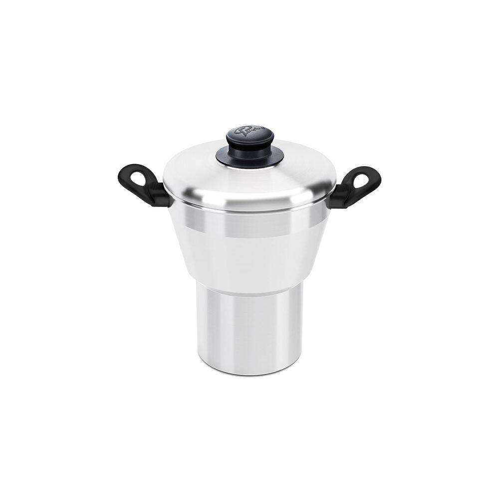 Cuscuzeira Panelux Polida com Tampa de Vidro Preta 16cm