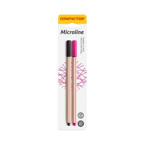 Caneta Hidrográfica Compactor Microline 0.4mm Preta e Rosa 2 Unidades