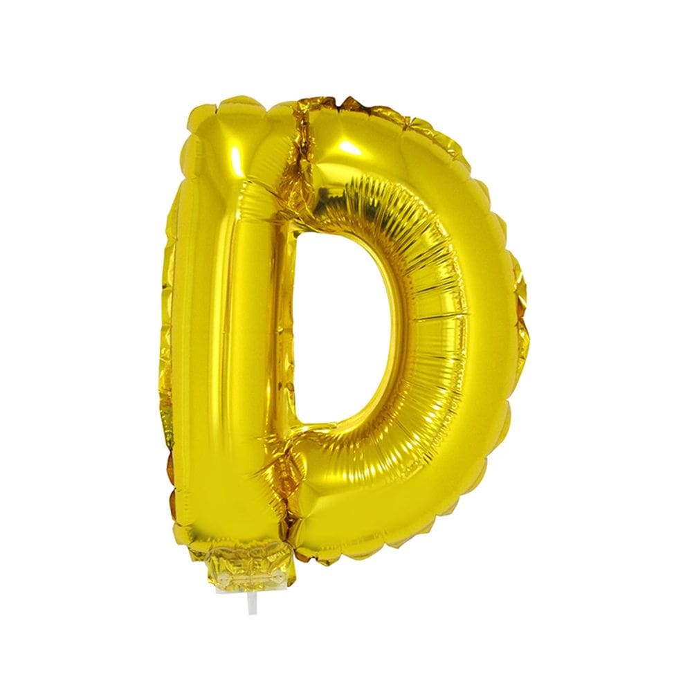 Balão Metalizado 16" Funny Letra D Dourado com Suporte