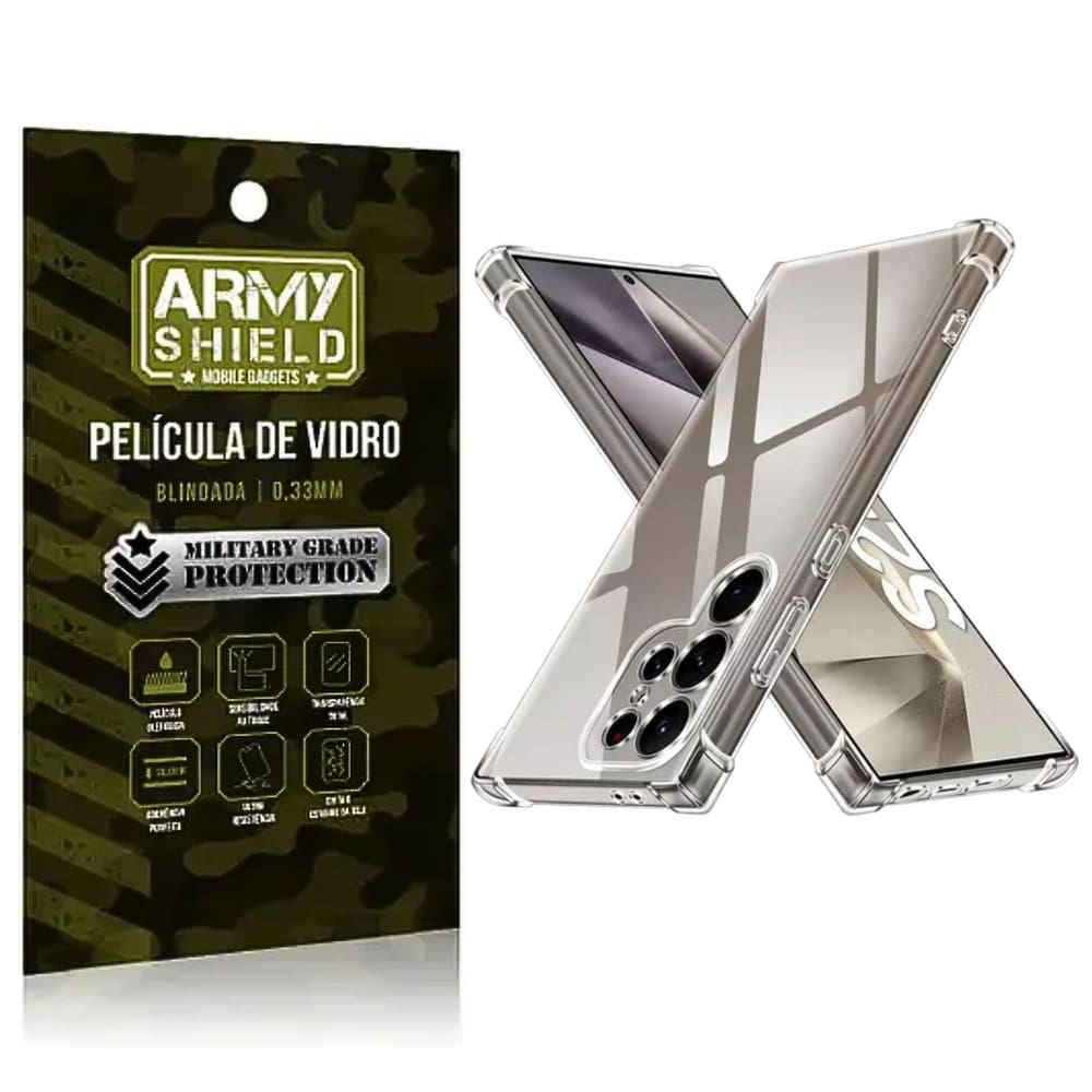 Capa Galaxy S25 Ultra + Película de Vidro 3D - Armyshield