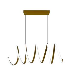 Luminária Pendente Espiral Dourado 50Cm Led 3 Em 1