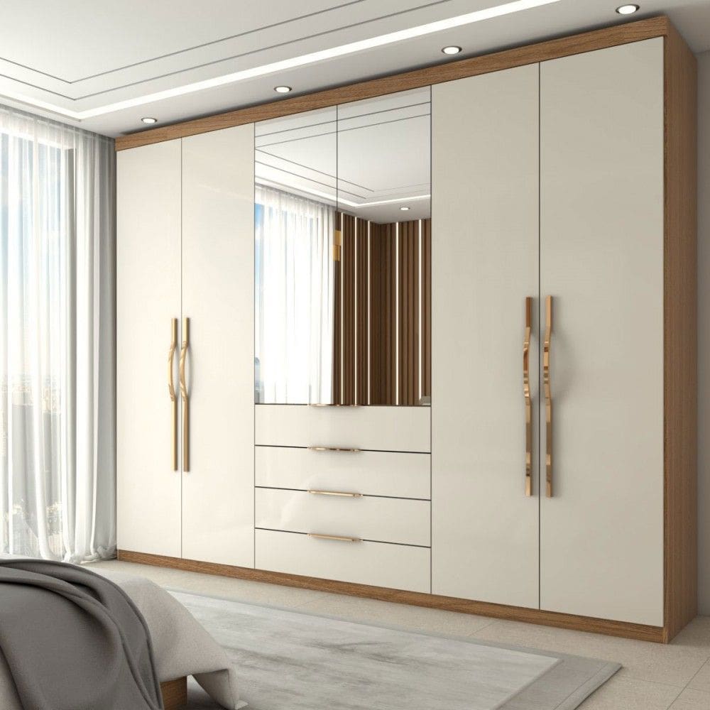 Guarda-Roupa Casal 6 Portas Aquiles Cinamomo/Off White - Panorama Móveis