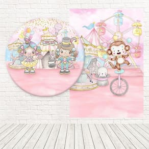 Kit Painéis Casadinho 3D Sublimado Circo Rosa Fpc-185