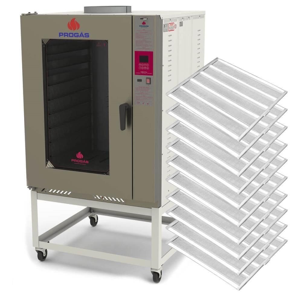 Kit Forno Industrial Progás Turbo A Gás C/ Vapor PRP-10000ST Style G2 Bivolt + 10 Esteiras Imeca
