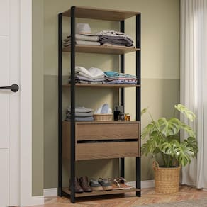 Guarda-Roupa Closet Modulado 2 Gavetas 4 Prateleiras 70cm Rustic/Preto Valencia Madesa