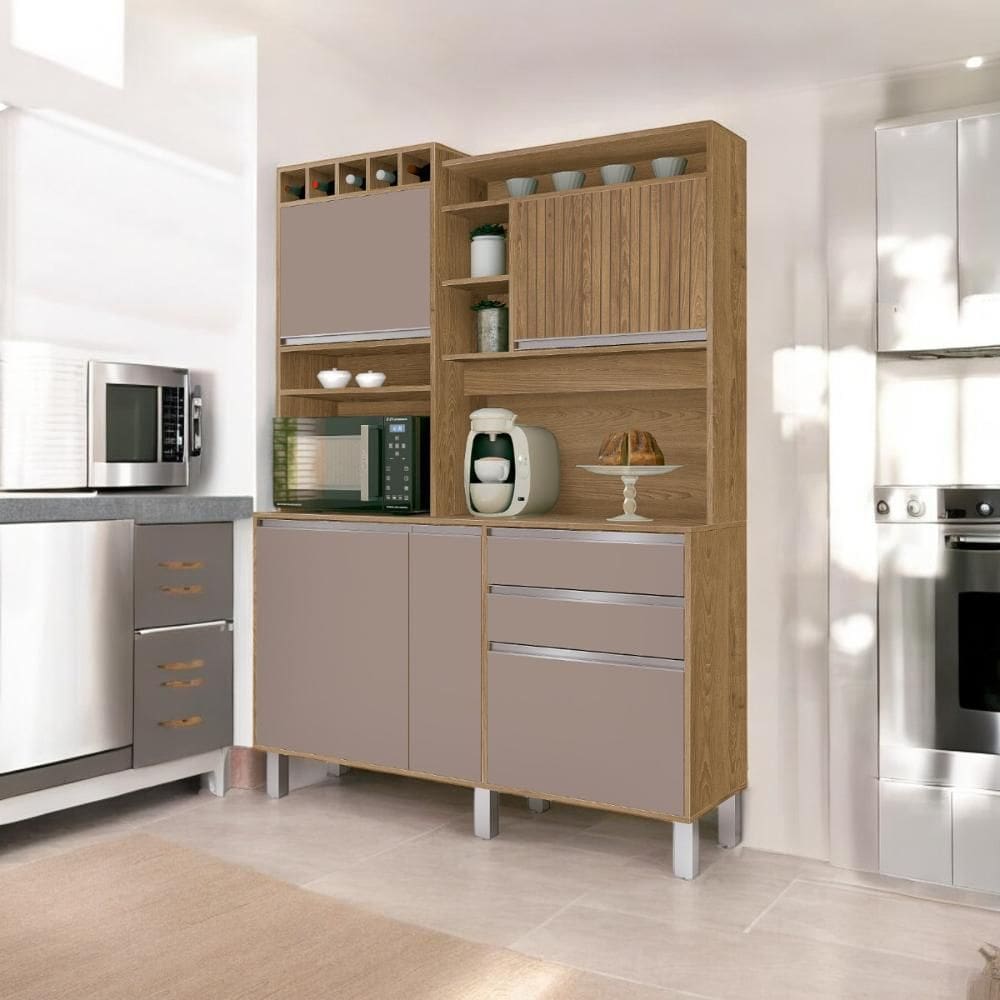 Cozinha Moderna 05 Portas Smart Freijó e Connect