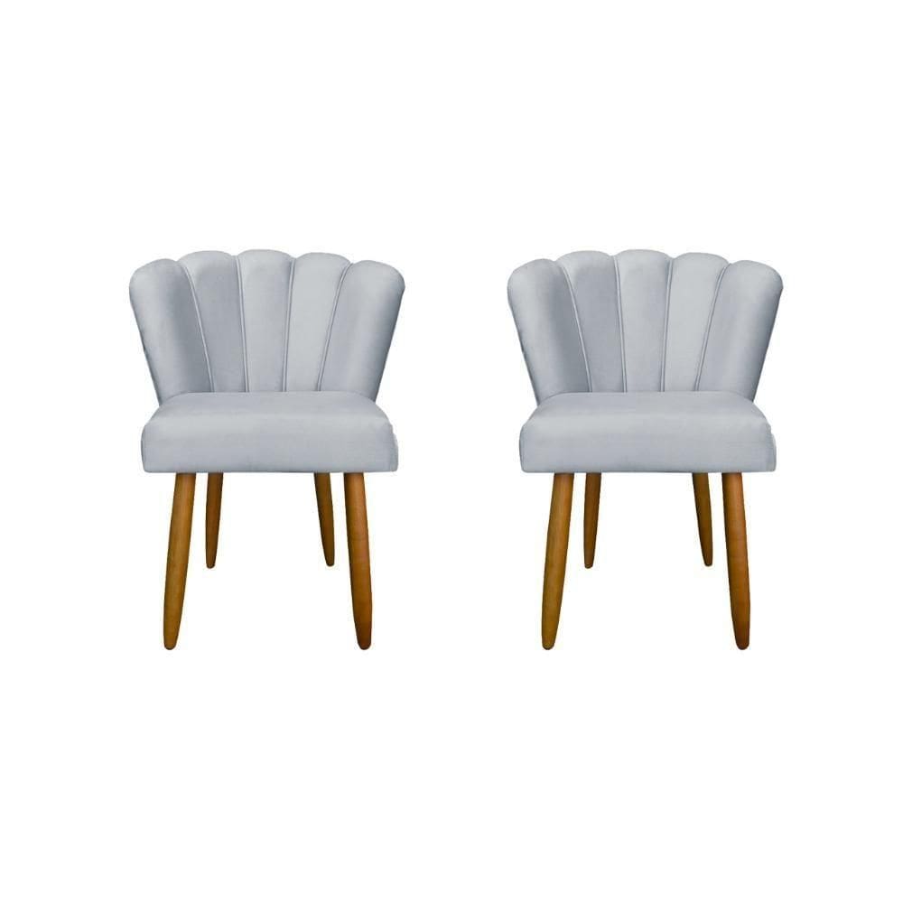 Kit 02 Cadeiras Para Mesa De Jantar Flor Pés Palito Balaqui Decor Cinza
